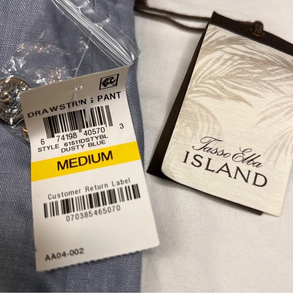 NWT Tasso Elba Mens Island Linen Casual Trouser Pants, Blue M Brand New! A040524 - Picture 3 of 6